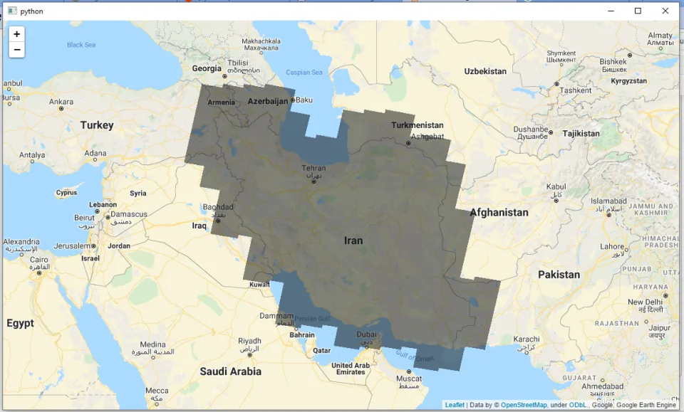 Landsat image collection footprints over Iran