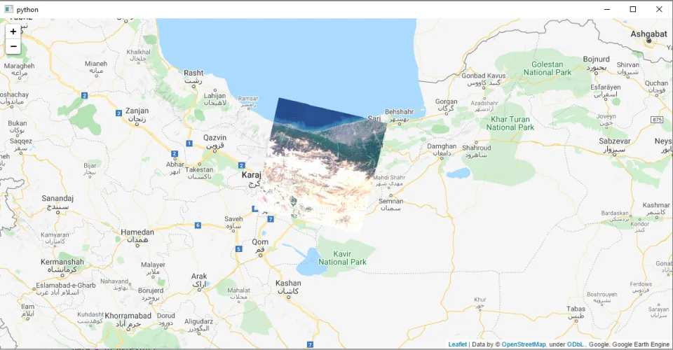 Landsat 8 scene over northern Iran loaded through the Google Earth Engine App