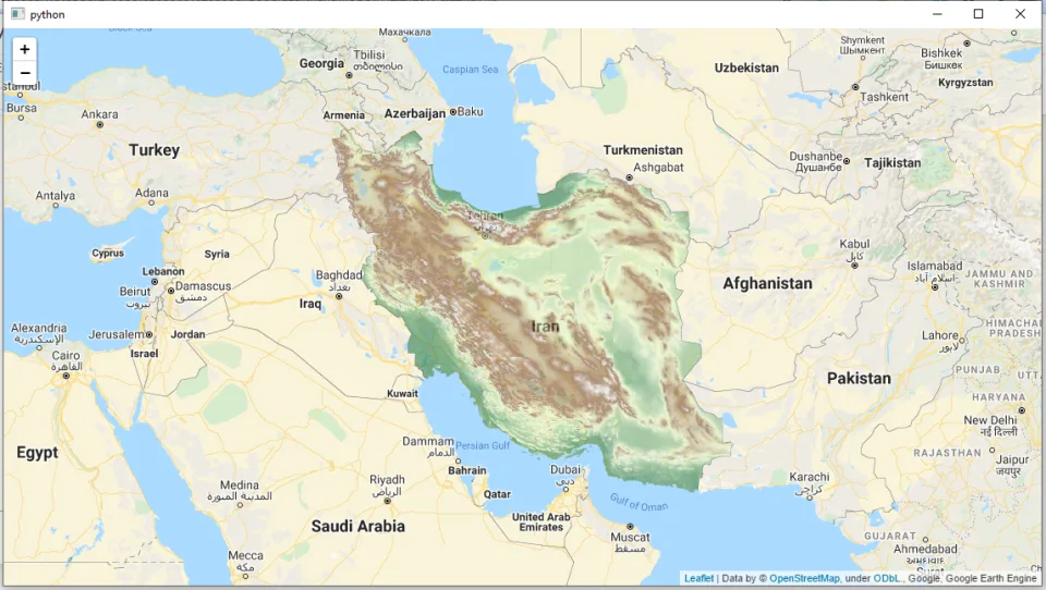 SRTM elevation model of Iran