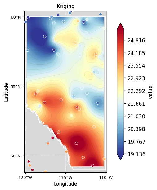 Kriging interpolation output